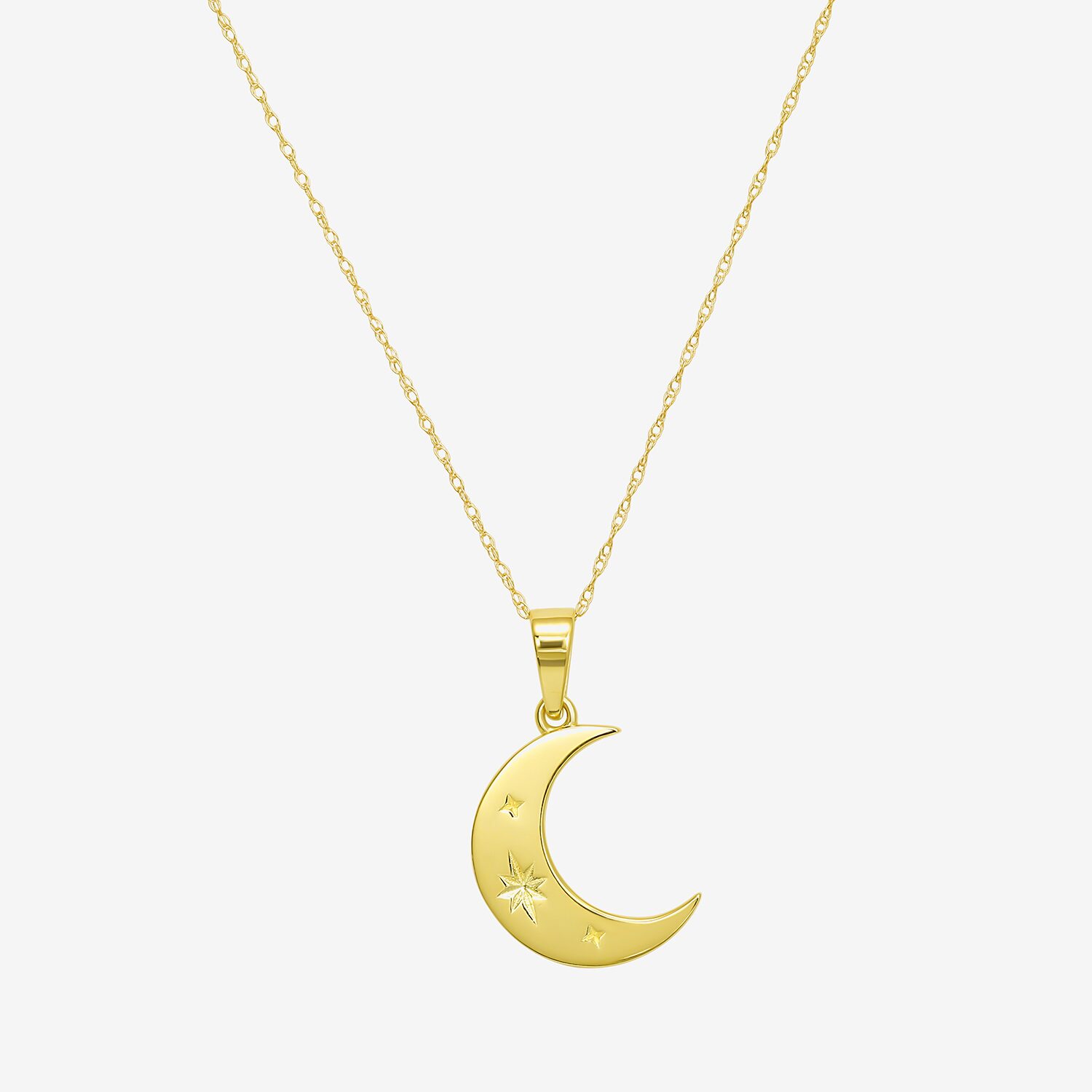Gold Addiction Womens 10K Gold Moon 18 Inch Pendant Necklace
