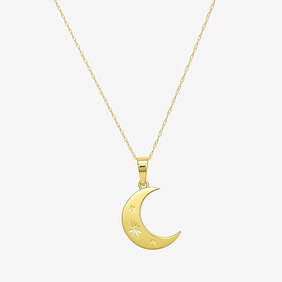 Gold Addiction Womens 10K Gold Moon 18 Inch Pendant Necklace