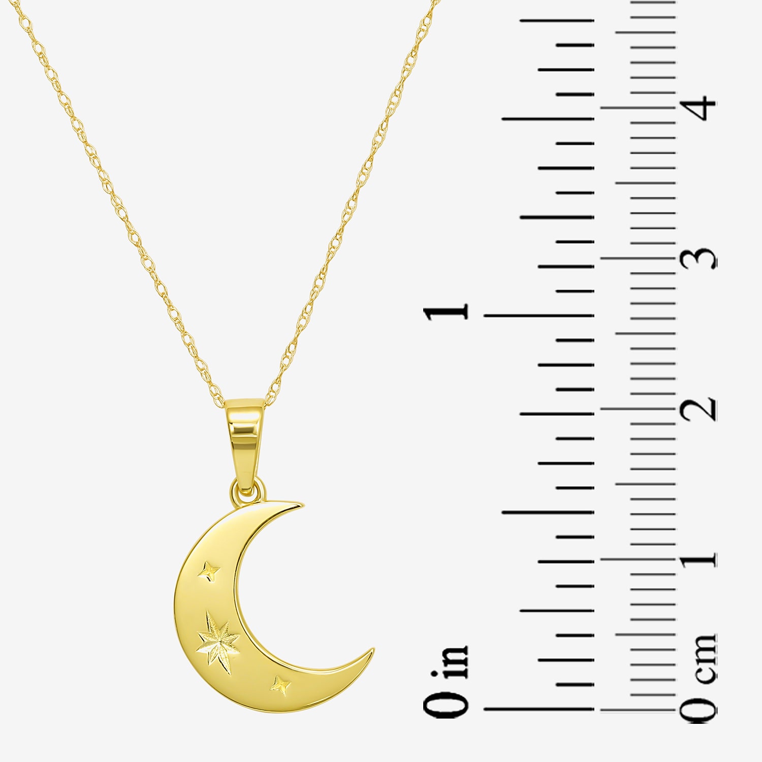 Gold Addiction Womens 10K Gold Moon 18 Inch Pendant Necklace
