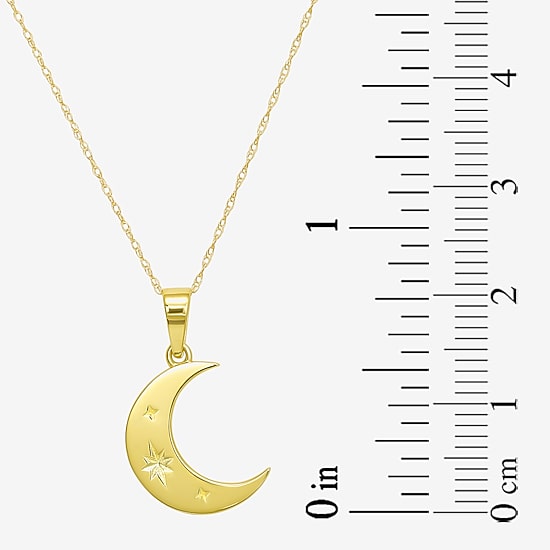 Gold Addiction Womens 10K Gold Moon 18 Inch Pendant Necklace