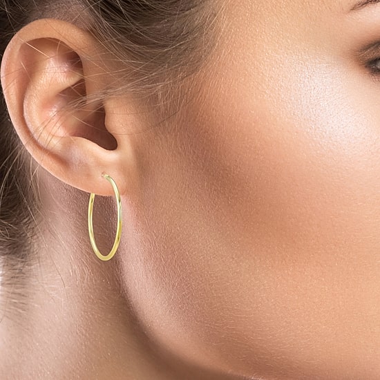 Womens 10K Gold 40mm Hoop Earrings