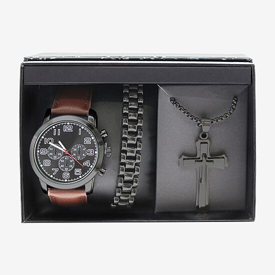 Mens Brown 3-pc. Watch Boxed Set Mac7160jc