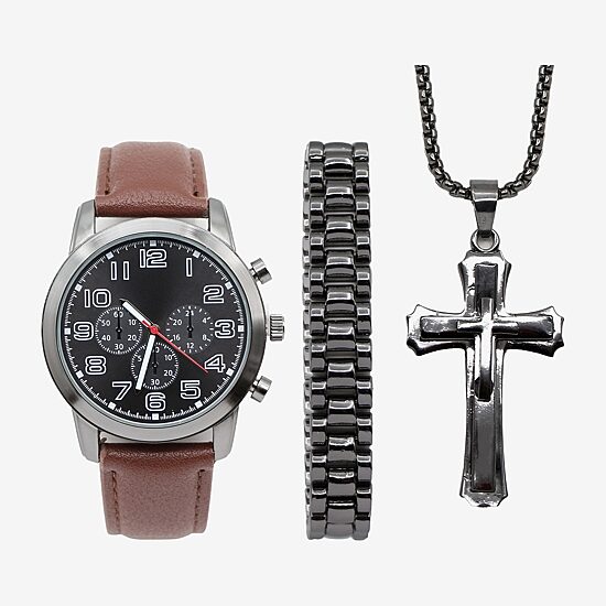 Mens Brown 3-pc. Watch Boxed Set Mac7160jc