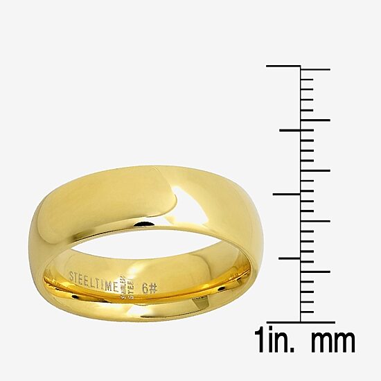 Steeltime Mens 6MM 18K Gold Over Stainless Steel Stainless Steel Band