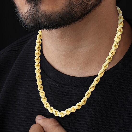 14K Gold Over Silver  Solid Rope Chain Necklace