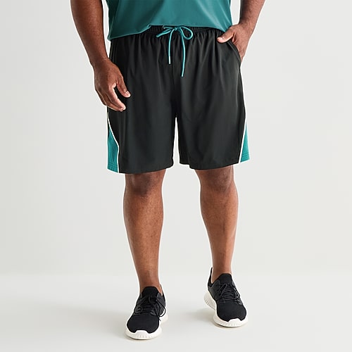 Shaquille O'Neal XLG Mens 8" Big and Tall Moisture Wicking Wicked Workout Shorts, 6x-large, Black