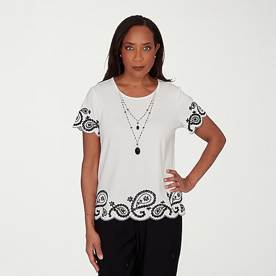 Alfred Dunner Crowd Pleaser Womens Crew Neck Short Sleeve T-Shirt