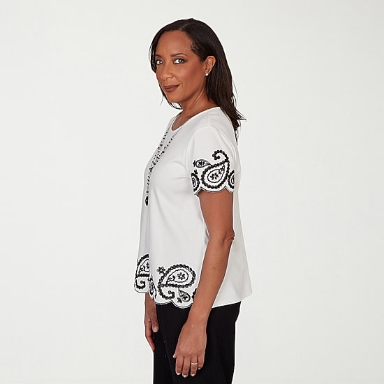 Alfred Dunner Crowd Pleaser Womens Crew Neck Short Sleeve T-Shirt