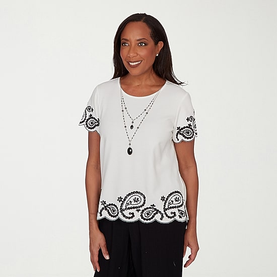 Alfred Dunner Crowd Pleaser Womens Crew Neck Short Sleeve T-Shirt