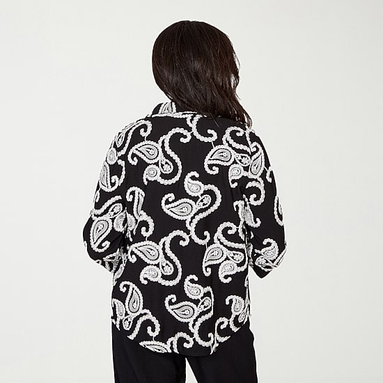Alfred Dunner Crowd Pleaser Womens 3/4 Sleeve Embroidered Blouse