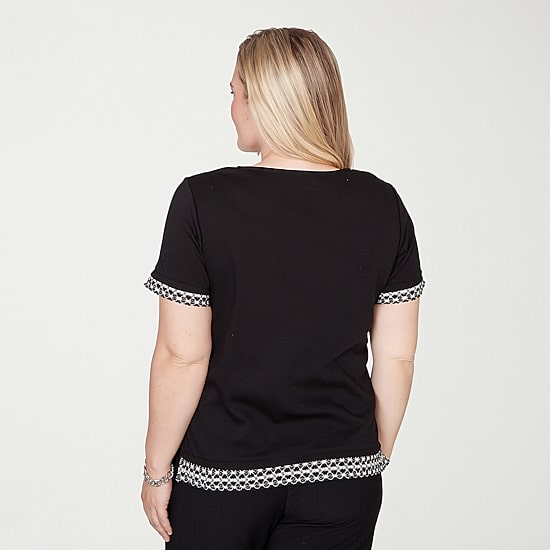 Alfred Dunner Crowd Pleaser Womens Crew Neck Short Sleeve T-Shirt