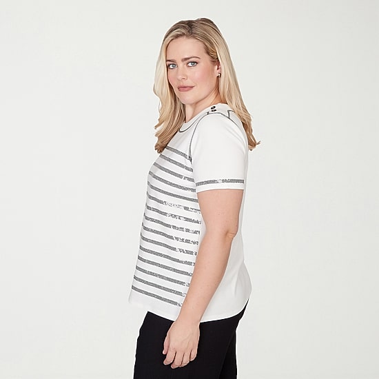 Alfred Dunner Crowd Pleaser Womens Crew Neck Short Sleeve T-Shirt