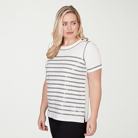 Alfred Dunner Crowd Pleaser Womens Crew Neck Short Sleeve T-Shirt