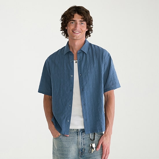 AEROPOSTALE Mens Short Sleeve Boxy Fit Button-Down Shirt