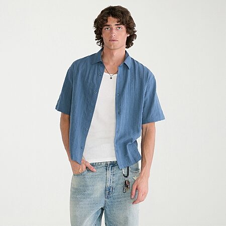 jcpenney stafford short sleeve dress shirts Stafford Button Front Mens Short Sleeve Regular Fit Button-Down Shirt,  Color: Faded Blue Htr
