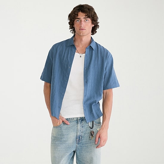 AEROPOSTALE Mens Short Sleeve Boxy Fit Button-Down Shirt