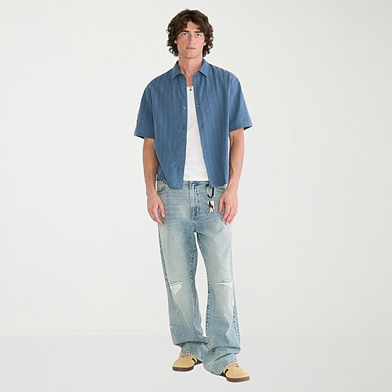 AEROPOSTALE Mens Short Sleeve Boxy Fit Button-Down Shirt