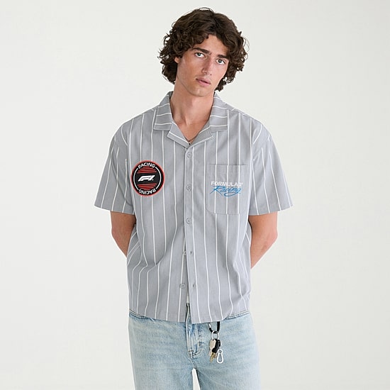 AEROPOSTALE Formula 1® Mens Short Sleeve Boxy Fit Button-Down Shirt