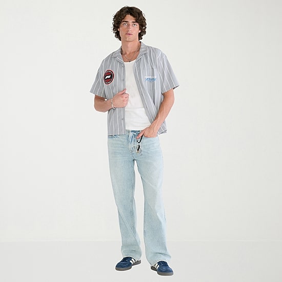 AEROPOSTALE Formula 1® Mens Short Sleeve Boxy Fit Button-Down Shirt