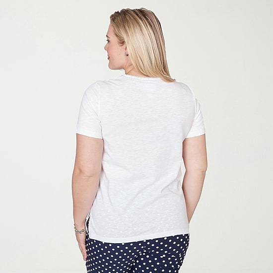 Alfred Dunner Port Side Womens Square Neck Short Sleeve T-Shirt
