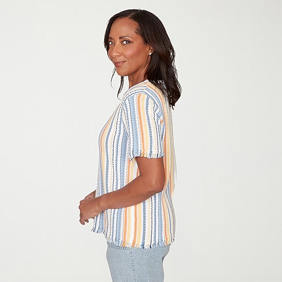 Alfred Dunner Out Of The Blue Womens Crew Neck Short Sleeve T-Shirt