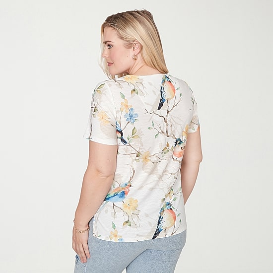 Alfred Dunner Out Of The Blue Womens V Neck Short Sleeve T-Shirt