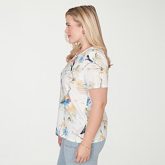 Alfred Dunner Out Of The Blue Womens V Neck Short Sleeve T-Shirt
