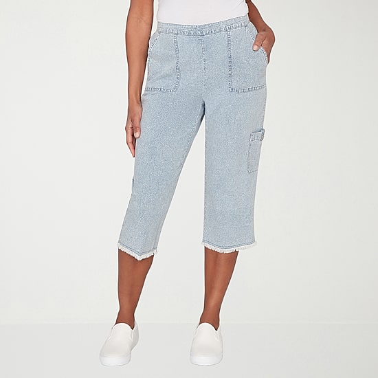 Alfred Dunner Out Of The Blue Womens Straight Capri Pant