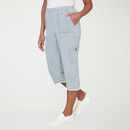 Alfred Dunner Out Of The Blue Womens Straight Capri Pant