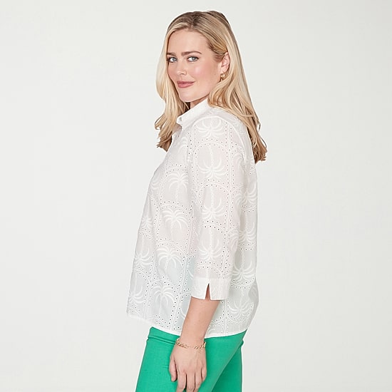Alfred Dunner Resort Living Womens 3/4 Sleeve Blouse