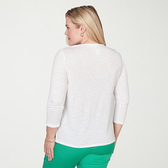 Alfred Dunner Resort Living Womens Crew Neck 3/4 Sleeve T-Shirt