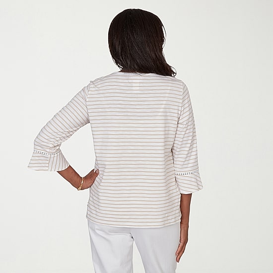 Alfred Dunner Resort Living Womens Crew Neck 3/4 Sleeve T-Shirt