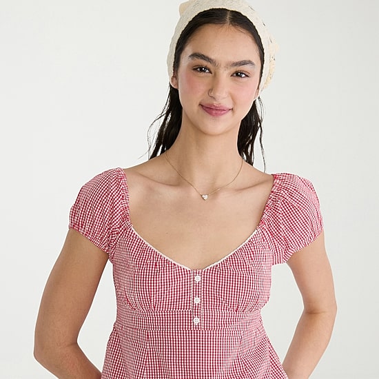 AEROPOSTALE Womens Juniors Sweetheart Neck Short Sleeve Blouse
