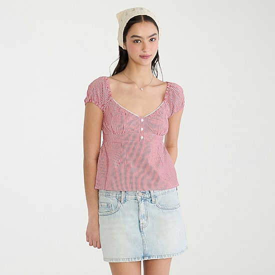 AEROPOSTALE Womens Juniors Sweetheart Neck Short Sleeve Blouse