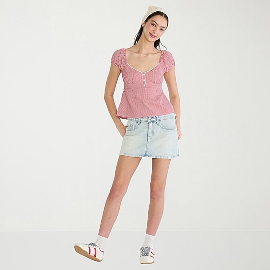AEROPOSTALE Womens Juniors Sweetheart Neck Short Sleeve Blouse