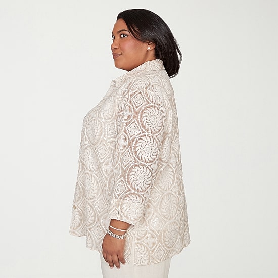 Alfred Dunner Natural Wonder Womens Plus 3/4 Sleeve Layered Top