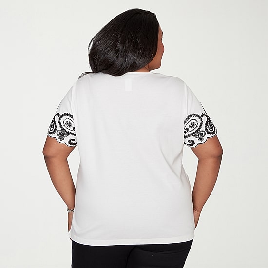 Alfred Dunner Crowd Pleaser Womens Plus Crew Neck Short Sleeve T-Shirt