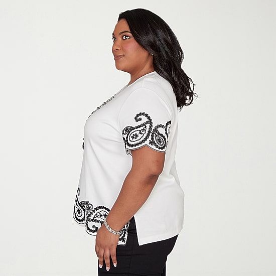 Alfred Dunner Crowd Pleaser Womens Plus Crew Neck Short Sleeve T-Shirt