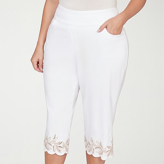 Alfred Dunner Natural Wonder Womens Plus Straight Mid Rise Capri Pant