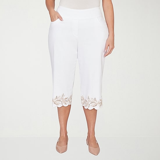 Alfred Dunner Natural Wonder Womens Plus Straight Mid Rise Capri Pant