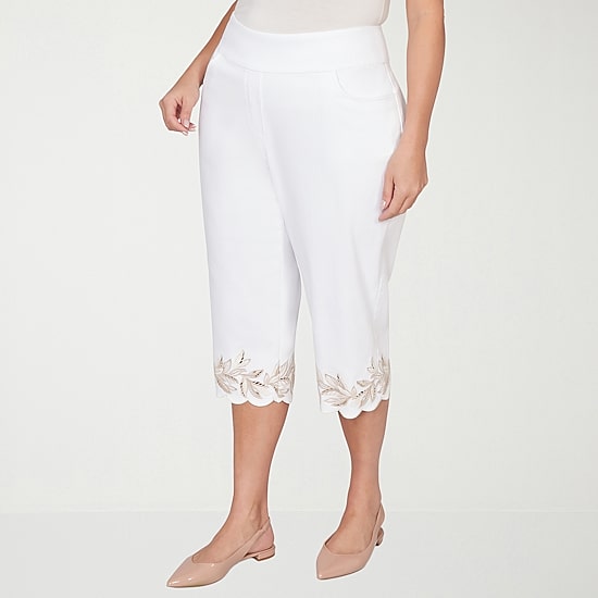 Alfred Dunner Natural Wonder Womens Plus Straight Mid Rise Capri Pant