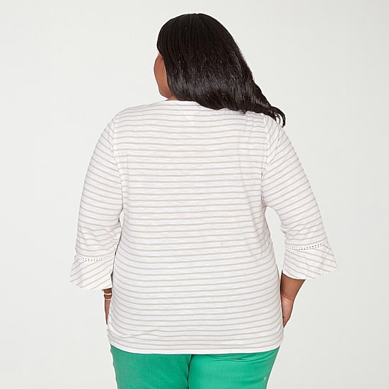Alfred Dunner Resort Living Womens Plus Crew Neck Long Sleeve T-Shirt