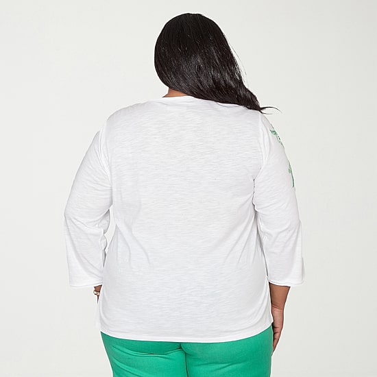 Alfred Dunner Resort Living Womens Plus V Neck Long Sleeve T-Shirt