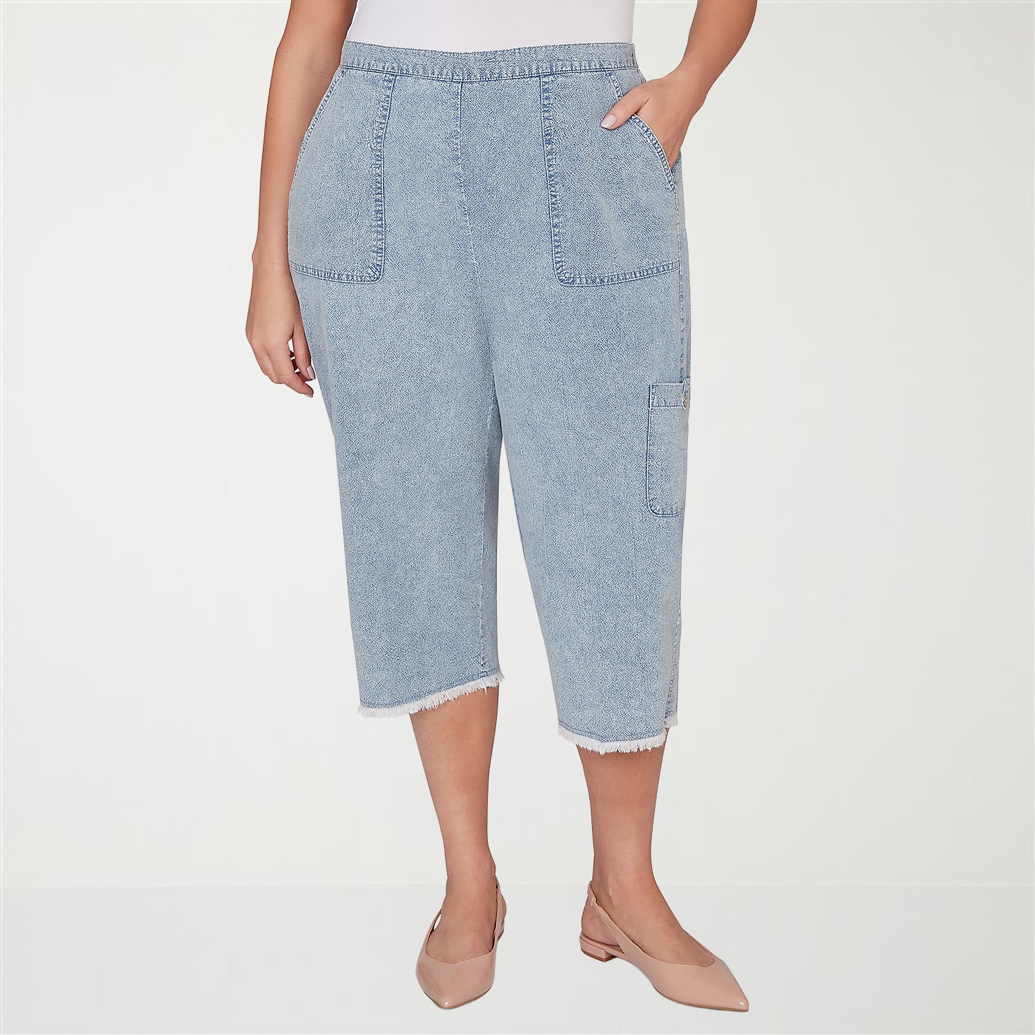 Alfred Dunner Out Of The Blue Womens Plus Straight Capri Pant