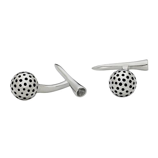Stainless Steel Golf Ball and Tee Cuff Links