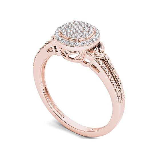 1/6 CT.T.W. Natural Diamond 10K Rose Gold Engagement Ring