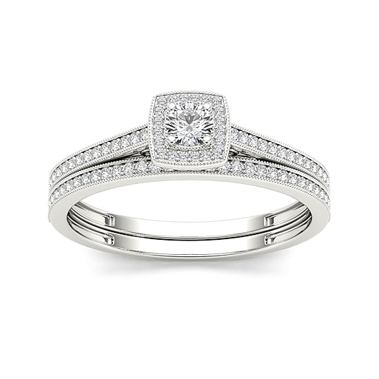 1/3 CT.T.W. Natural Diamond 10K White Gold Engagement Ring