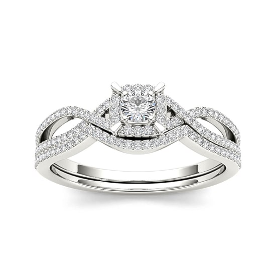 1/3 CT.T.W. Natural Diamond 14K White Gold Engagement Ring