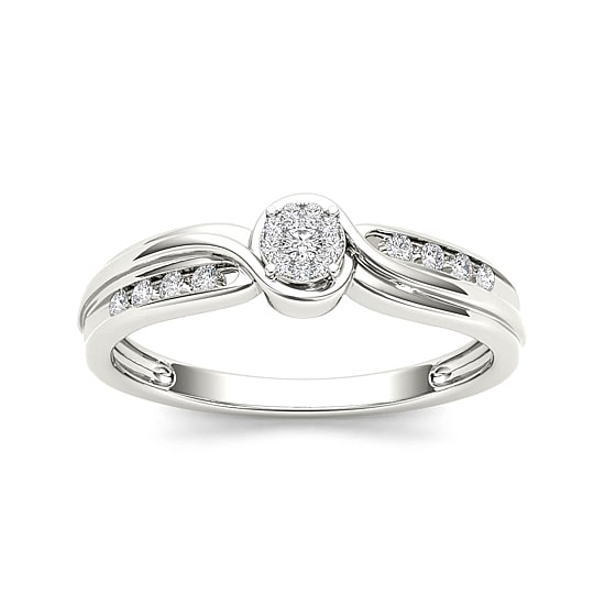 1/10 CT.T.W. Natural Diamond 10K White Gold Engagement Ring