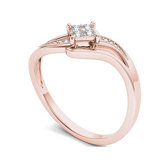1/10 CT.T.W. Natural Diamond 10K Rose Gold Engagement Ring